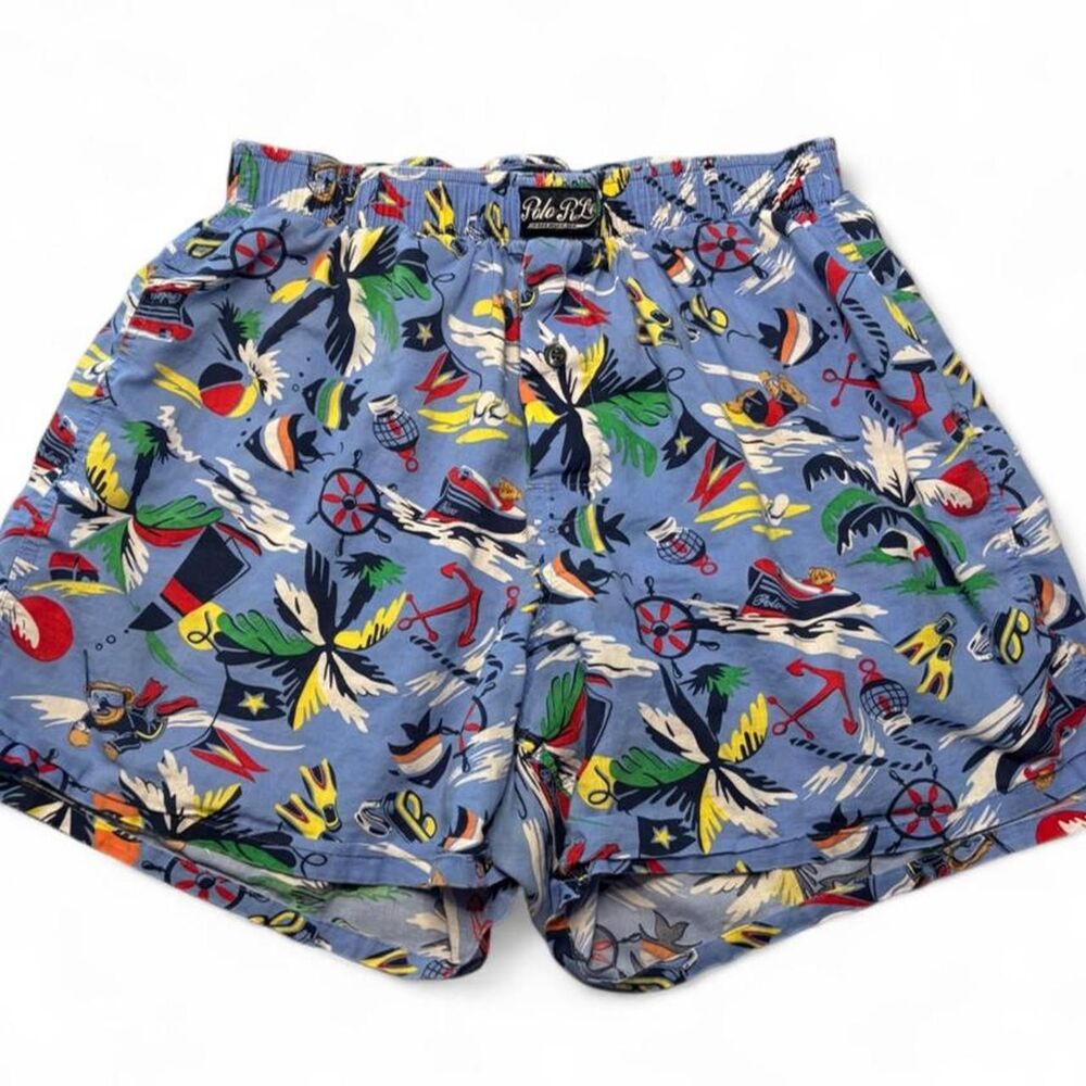 Polo Ralph Lauren Nautical Bear-Waiian Woven Boxers M Tropical Scuba